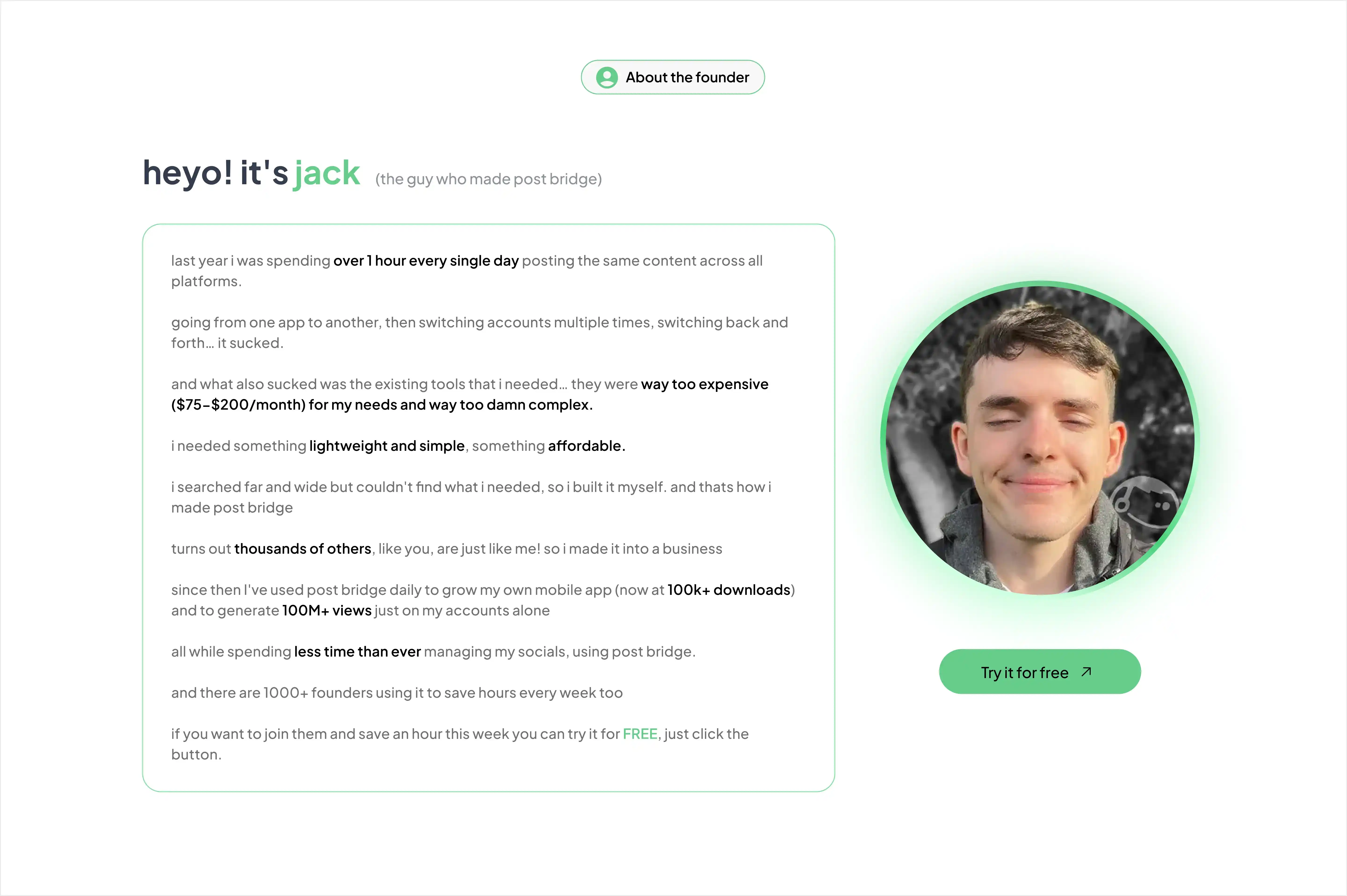 About the founder — Jack's story behind Post Bridge