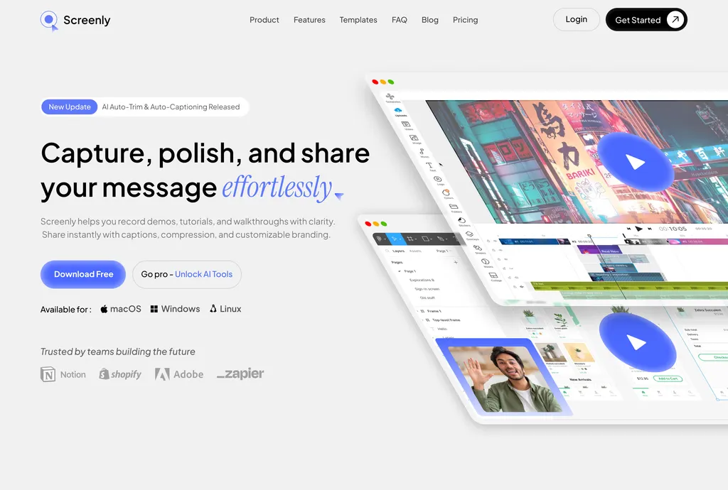 Screenly — screen recorder for demos, tutorials and walkthroughs