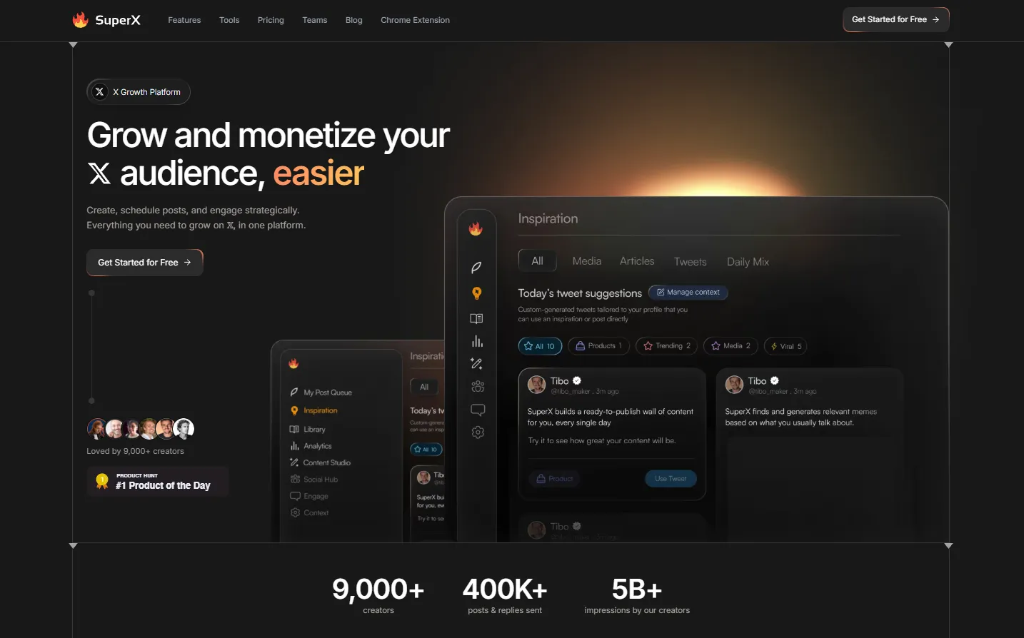 SuperX homepage - Grow and monetize your X audience, easier
