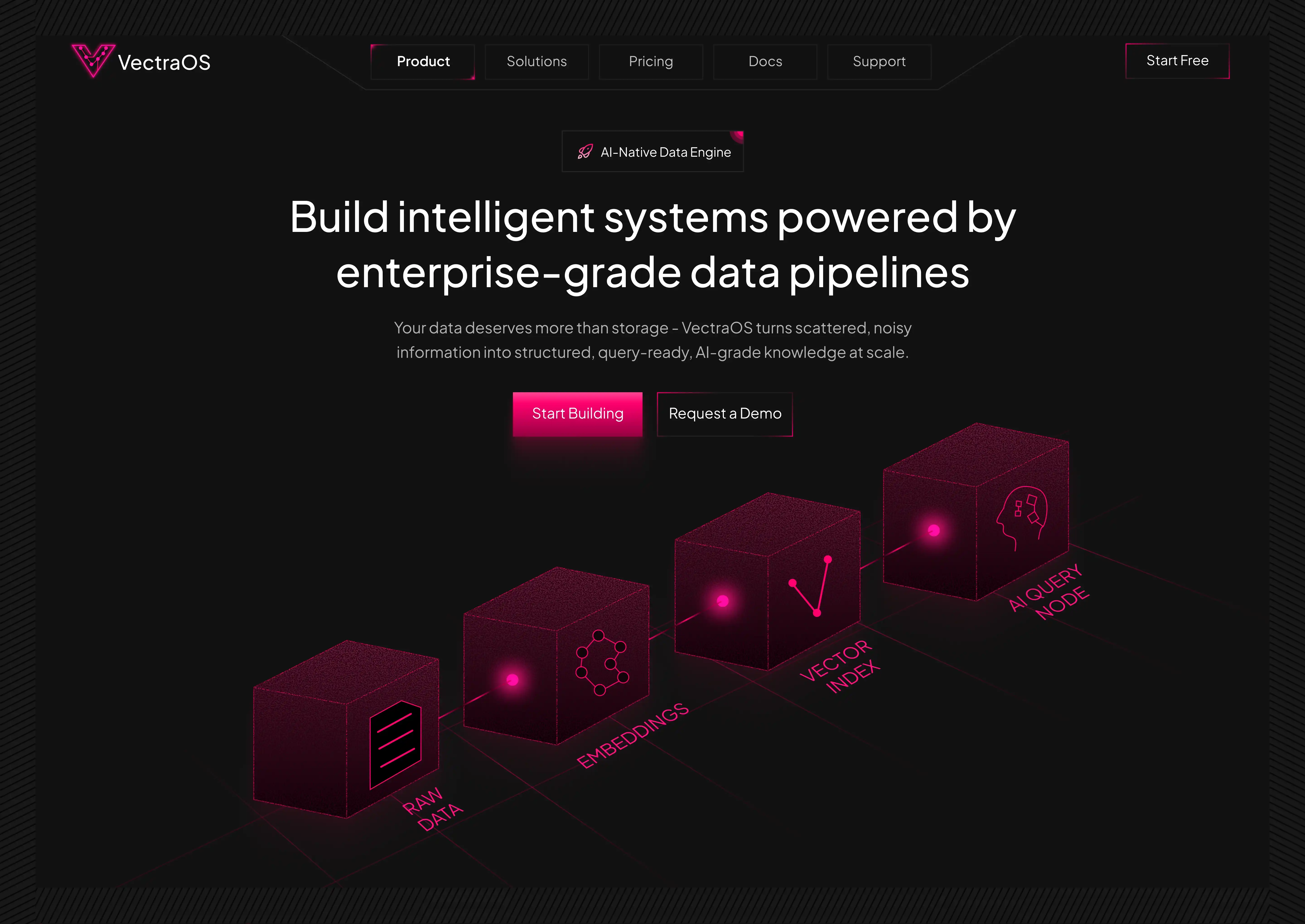 VectraOS operating system landing page design