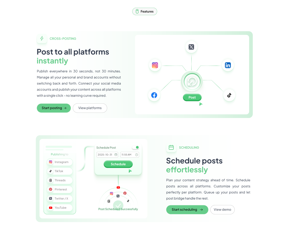 Post Bridge - Social Media Scheduler Marketing Site | Web Design Case Study preview 1